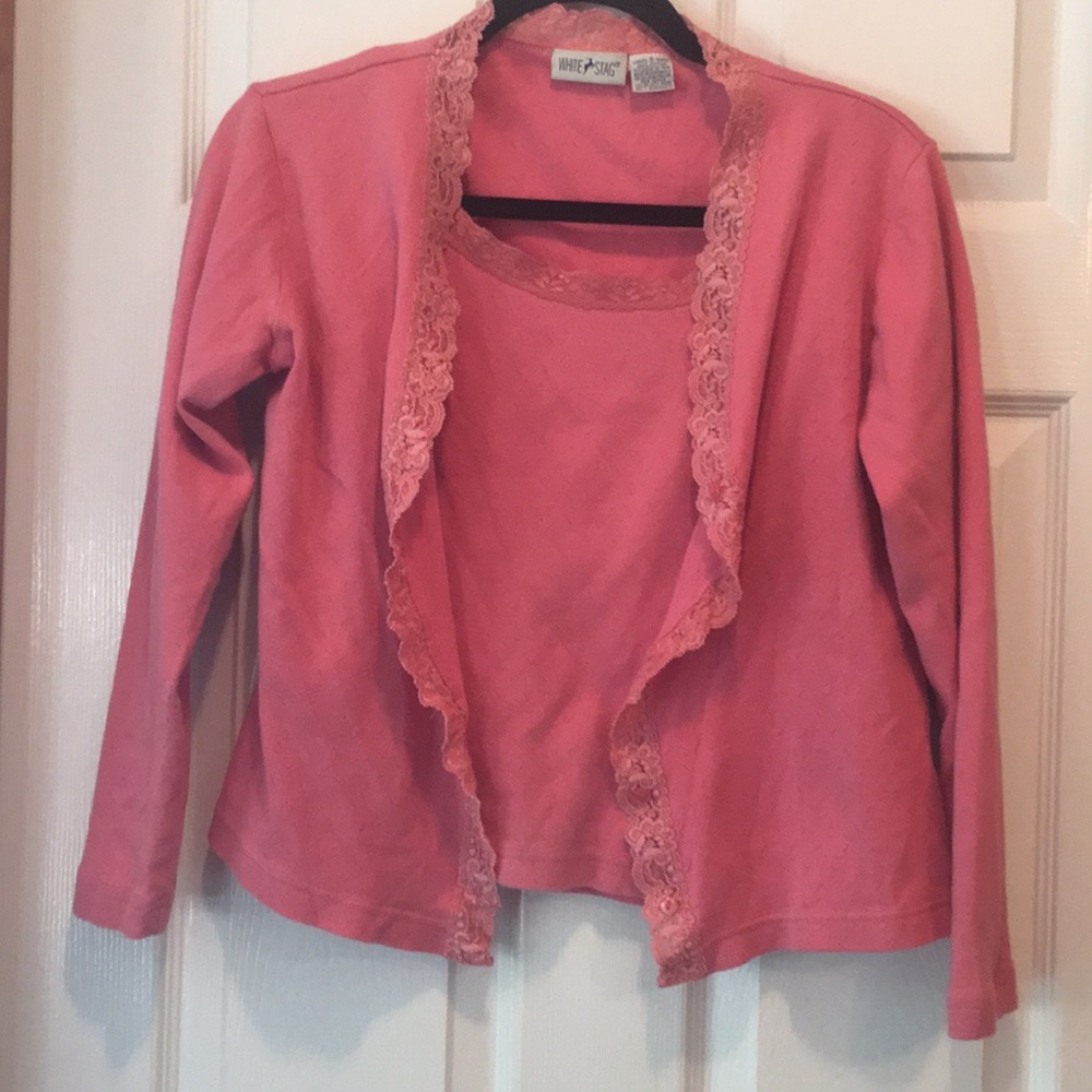 White stag ,fancy tank top w,button up shirt